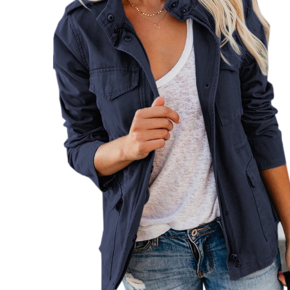 Ralph Lauren utility linen navy blue jacket sz large